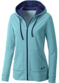 feel good Damen Sweatjacke mit 2 Känguru-Taschen mint-jeansblau