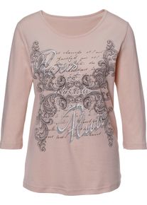 Damen 3/4-Arm-Shirt mit Rundhals-Ausschnitt rosé