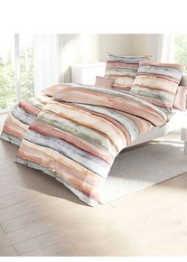 Bierbaum Witt Bettw&auml;sche, orange-gestreift, Gr&ouml;&szlig;e 80x80/135x200 cm, 100% Baumwolle