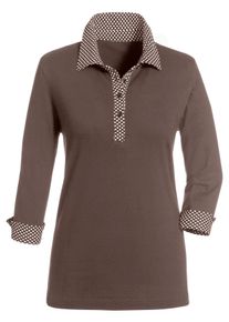 WITT Damen Poloshirt mit Kontrast-Akzenten, taupe, Gr&ouml;&szlig;e 44, 100% Baumwolle
