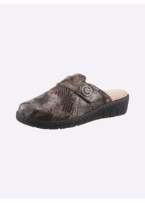 Belvida Witt Damen Clog, schwarz-bedruckt, Größe 41, 100% Veloursleder