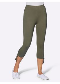 WITT Damen Caprileggings mit Raffung am Bein, khaki, Gr&ouml;&szlig;e 48, 95% Baumwolle, 5% Elasthan