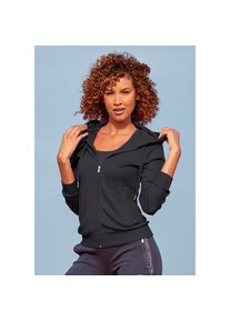 active by Lascana LASCANA ACTIVE , Trainingsjacke mit Kapuze mit Logo Tape an den Ärmeln , schwarz , Performance Sweatjacke