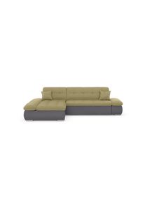 Ecksofa »Moric«, im XXL-Format, wahlweise mit Bettfunktion und Armlehnenverstellung , gelb , DOMO collection , schlamm/gelb