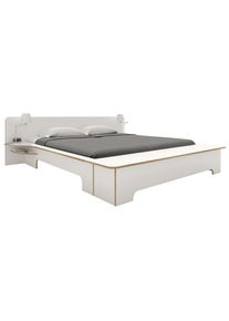 Müllermöbel Bettgestell »PLANE«, wahlweise mit Bettkasten, ausgezeichnet mit dem German Design Award , weiss , Müller SMALL LIVING , weiss mit Birkenkante