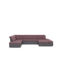 Wohnlandschaft »Moric«, im XXL-Format, wahlweise mit Bettfunktion und Armlehnenverstellung , bunt , DOMO collection , grau/beere
