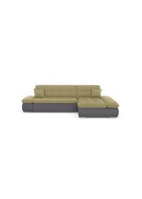 Ecksofa »Moric«, im XXL-Format, wahlweise mit Bettfunktion und Armlehnenverstellung , gelb , DOMO collection , schlamm/gelb