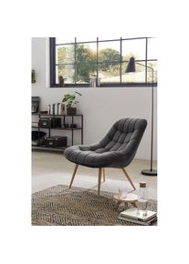 Relaxsessel, mit XXL-Steppung, mit schwarzen oder naturfarbenen Beinen , grau , Salesfever , grau/holzfarben