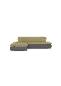 Ecksofa »Moric«, im XXL-Format, wahlweise mit Bettfunktion und Armlehnenverstellung , gelb , DOMO collection , schlamm/gelb