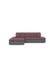 Ecksofa »Moric«, im XXL-Format, wahlweise mit Bettfunktion und Armlehnenverstellung , bunt , DOMO collection , grau/beere