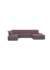 Wohnlandschaft »Moric«, im XXL-Format, wahlweise mit Bettfunktion und Armlehnenverstellung , bunt , DOMO collection , grau/beere