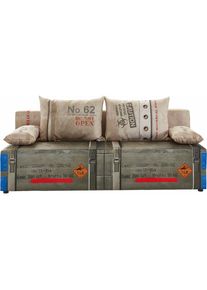 Schlafsofa, inklusive Bettfunktion und Bettkasten, Liftbettfunktion und Federkern , braun , exxpo - sofa fashion , Military