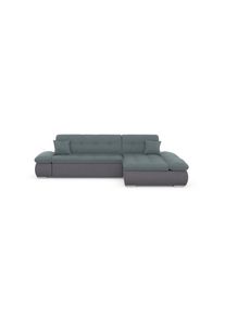 Ecksofa »Moric«, im XXL-Format, wahlweise mit Bettfunktion und Armlehnenverstellung , grau , DOMO collection , grau/eisblau