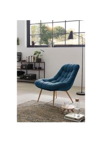 Relaxsessel, mit XXL-Steppung, mit schwarzen oder naturfarbenen Beinen , bunt , Salesfever , blau/holzfarben