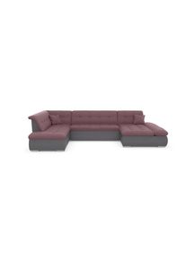 Wohnlandschaft »Moric«, im XXL-Format, wahlweise mit Bettfunktion und Armlehnenverstellung , bunt , DOMO collection , grau/beere