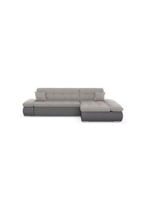 Ecksofa »Moric«, im XXL-Format, wahlweise mit Bettfunktion und Armlehnenverstellung , grau , DOMO collection , grau/silberfarben