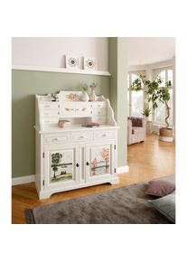 Sekretär »Sophia«, massives Fichtenholz, mit einzigartiger Handbemalung, Breite 113 cm , weiss , Premium collection by Home affaire , Weiss bemalt