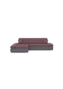 Ecksofa »Moric«, im XXL-Format, wahlweise mit Bettfunktion und Armlehnenverstellung , bunt , DOMO collection , grau/beere