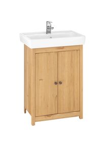 Waschtisch »Westa«, Breite 60 cm, Badezimmerschrank aus Massivholz, Kiefernholz , beige , Home Affaire , geölt