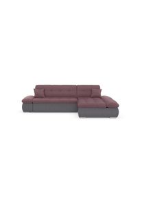 Ecksofa »Moric«, im XXL-Format, wahlweise mit Bettfunktion und Armlehnenverstellung , bunt , DOMO collection , grau/beere