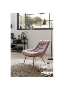 Relaxsessel, mit XXL-Steppung, mit schwarzen oder naturfarbenen Beinen , rosa , Salesfever , rosa/holzfarben