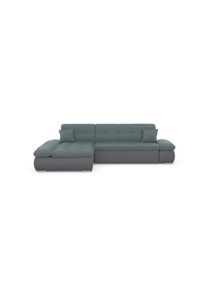 Ecksofa »Moric«, im XXL-Format, wahlweise mit Bettfunktion und Armlehnenverstellung , grau , DOMO collection , grau/eisblau
