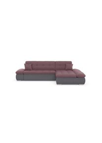 Ecksofa »Moric«, im XXL-Format, wahlweise mit Bettfunktion und Armlehnenverstellung , bunt , DOMO collection , grau/beere