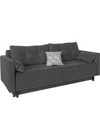 Schlafsofa, Bettfunktion, Bettkasten, Federkern und loser Rücken- und Zierkissen , grau , Collection AB
