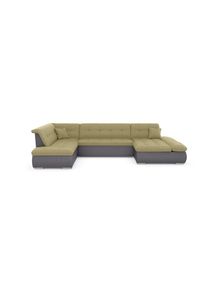 Wohnlandschaft »Moric«, im XXL-Format, wahlweise mit Bettfunktion und Armlehnenverstellung , gelb , DOMO collection , schlamm/gelb