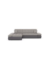 Ecksofa »Moric«, im XXL-Format, wahlweise mit Bettfunktion und Armlehnenverstellung , grau , DOMO collection , grau/silberfarben