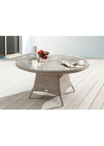 Destiny Gartentisch »LUNA«, 2-tlg., Polyrattangeflecht, mit aufgelegter Glasplatte beige cremeweiß