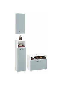 Schildmeyer Badmöbel-Set »Colli«, (Set, 3 St.), aus Hochschrank, Waschbeckenunterschrank und Hängeschrank blau made_in_germany perl weiß...