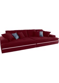 MR. COUCH Big-Sofa, wahlweise mit Kaltschaum (140kg Belastung/Sitz) und RGB-Beleuchtung rot