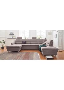 Sit & More SIT&MORE Wohnlandschaft, mit Federkern und Kopfstützen, mit Bettfunktion und Relaxfunktion grau steel