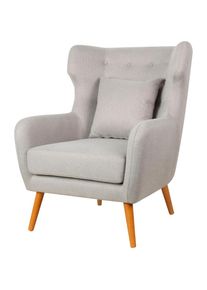 Ohrensessel »Yamuna«, mit Sitzpolsterung, Gestell und Füsse aus Massivholz, Sitzhöhe 47 cm , grau , Home Affaire , hellgrau