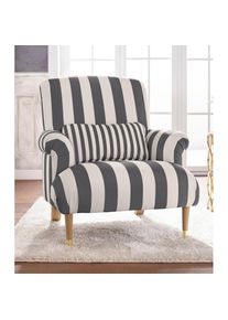 Guido Maria Kretschmer Home & Living XXL-Sessel »Cholet«, mit Zierkissen und Beinen aus Eiche, Bezugsqualität: Baumwollmix, Big , grau , Guido Maria Kretschmer Home&Living ,...