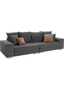 Big-Sofa »Vale«, mit Steppung im Sitzbereich, Federkern und Zierkissen , grau , Inosign , anthrazit