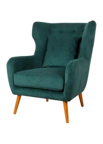 Ohrensessel »Yamuna«, mit Sitzpolsterung, Gestell und Füsse aus Massivholz, Sitzhöhe 47 cm , grün , Home Affaire