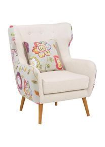 Ohrensessel »Missouri«, zweifarbig mit Blumenmuster, bequeme Sitzpolsterung, Sitzhöhe 47 cm , beige , Home Affaire , beige/blume
