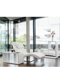 Relaxsessel, mit Nackenkissen, Relaxliege mit modernem Metallfuss , weiss , Salesfever