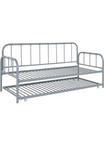 COUCH♥ Metallbett »Kuschel Kumpel«, Metall, Lattenrost, ausziehbare Schlafffläche, Liegefläche 90 x 200 cm grau