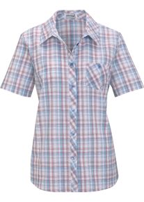 Damen Baumwollbluse aus Seersucker jeansblau-kariert