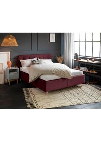 Tom Tailor Polsterbett »NORDIC STORAGE«, Stauraumbett mit Knopfheftung im Kopfteil, Füße Buche natur lila mauve TBO 107