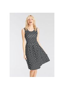 Boysen's BOYSEN'S Jerseykleid, mit süßem Tupfen-Print NEUE KOLLEKTION schwarz-weiß 44 N-Gr schwarz, weiß Sommerkleid von Boysens mit Rundhals-Ausschnitt