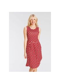 Boysen's BOYSEN'S Jerseykleid, mit süßem Tupfen-Print NEUE KOLLEKTION rot 36 N-Gr rot, weiß Sommerkleid von Boysens mit Rundhals-Ausschnitt