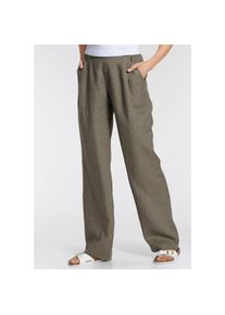 MAC Leinenhose »Chiara-Pleat«, Unkomplizierte Schlupf-Form bunt 42 Länge 32 mud khaki Leinenhose Chiara-Pleat von MAC