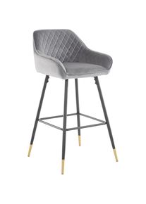 Inosign Barhocker »Bianca«, (1 St.), Bezug in Velourstoff, Sitzhöhe ca. 76 cm, maximale Belastbarkeit 120kg goldfarben grau/schwarz/gold