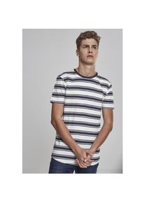 Urban Classics T-Shirt »Herren Double Stripe Long Shaped Tee« blau M offwhite/navy Schlichtes, einfarbiges Longshirt für Männer