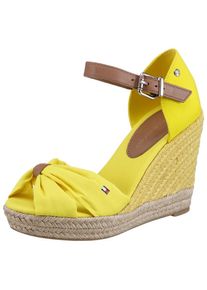 Tommy Hilfiger High-Heel-Sandalette »BASIC OPENED TOE HIGH WEDGE«, mit dezenter Flagstickerei gelb 37 Sandalette mit verstellbarem Riemchen