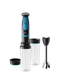 Braun Stabmixer »MQ 5252 BKBL MultiQuick 5 Vario«, 1000 W, mit Smoothie2Go Funktion und EasyClick System, Schwarz/Blau schwarz